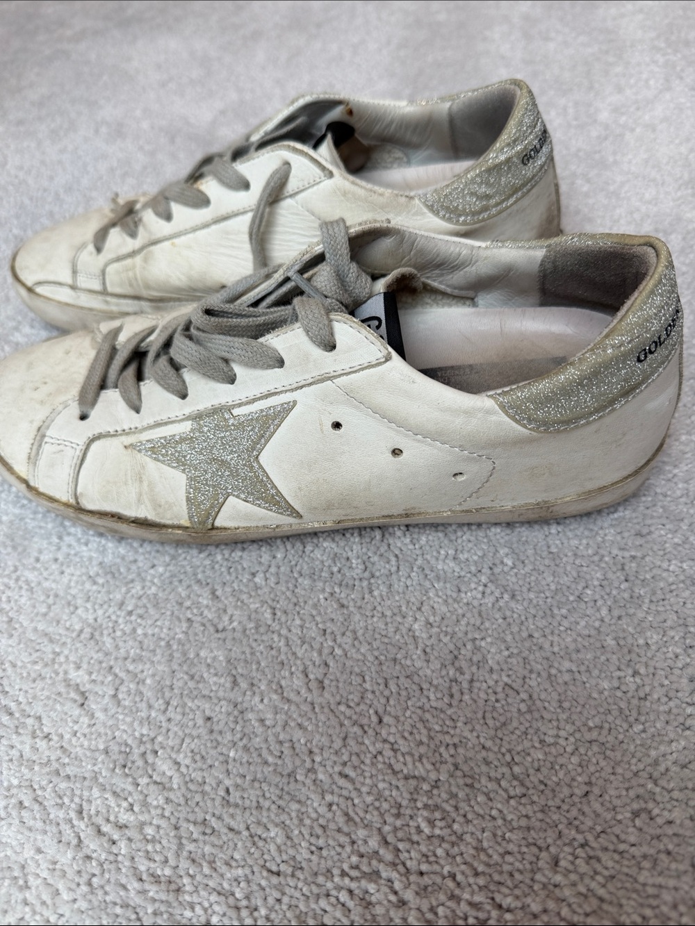 Golden Goose White Leather Sneakers with Metallic Star - Picture 2 of 3